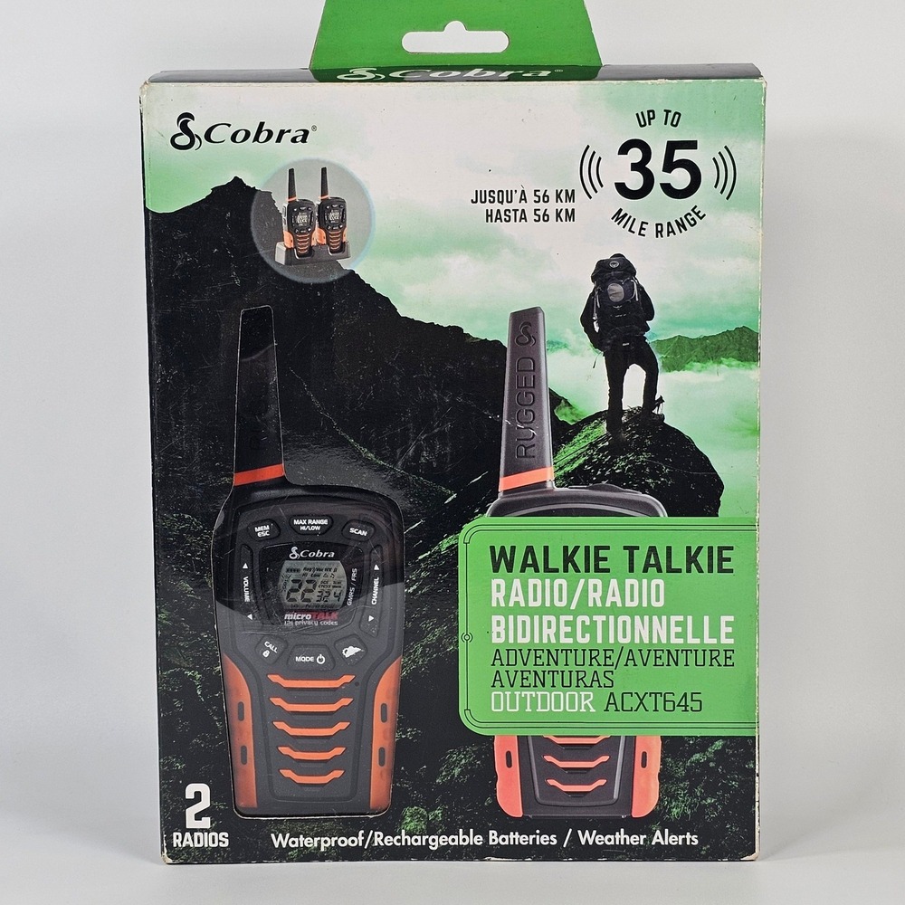 Cobra ACXT645 Walkie Talkie 2-Way Radio 35 Mile Range Waterproof Weather Alerts
